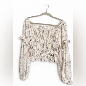 Pinch Ivory Floral Blouse with Ruffles